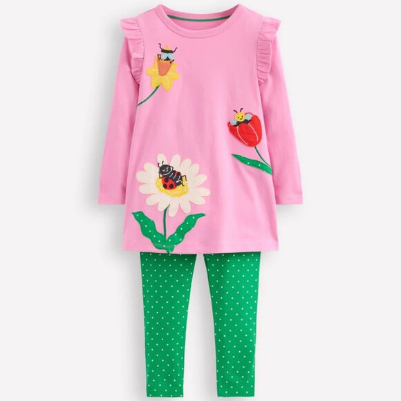 NWOT Mini Boden Appliqué Tunic and Leggings Set